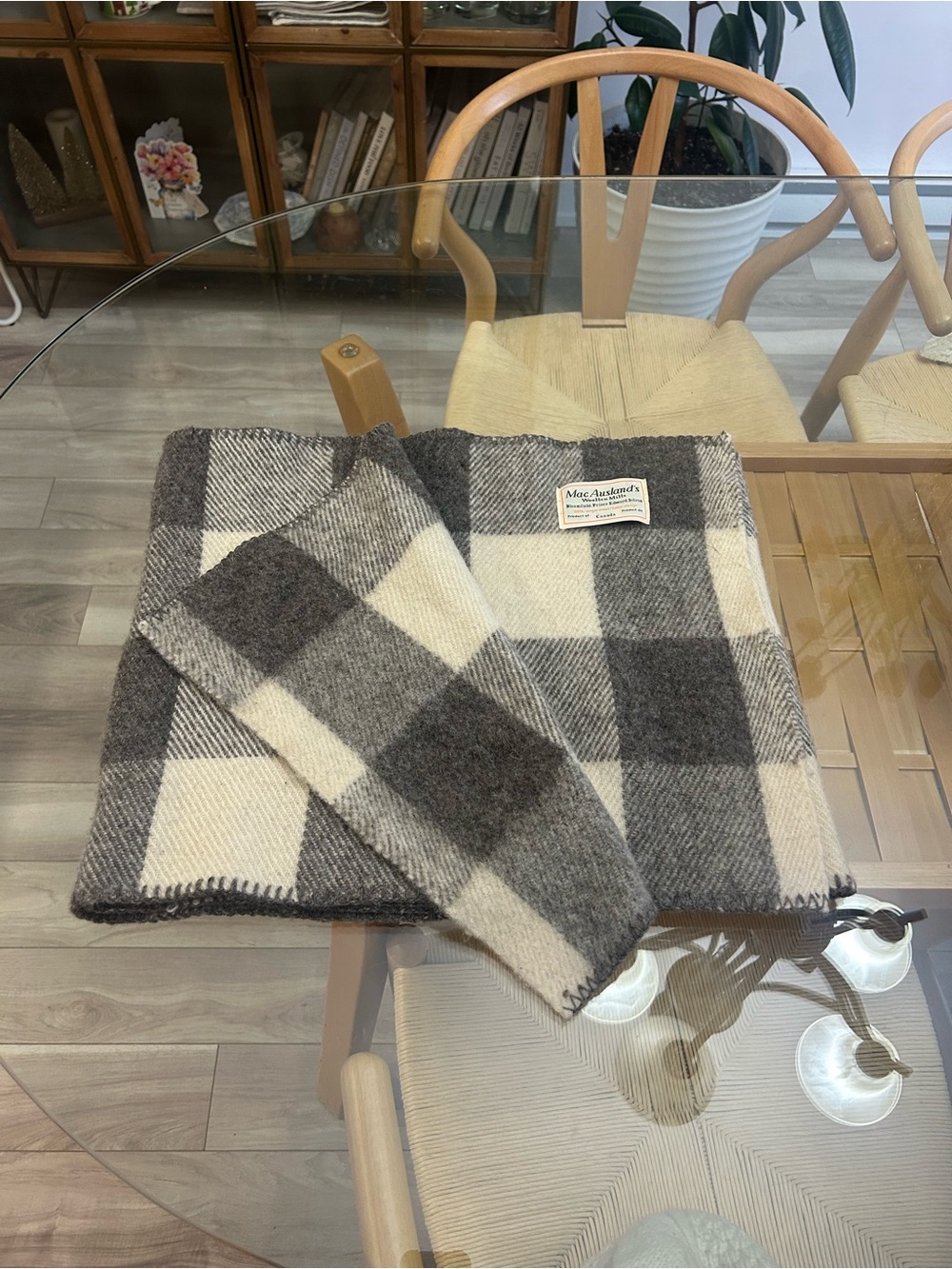 Mac Ausland’s Mills Wool Check Wool Throw / Scarf Blanket